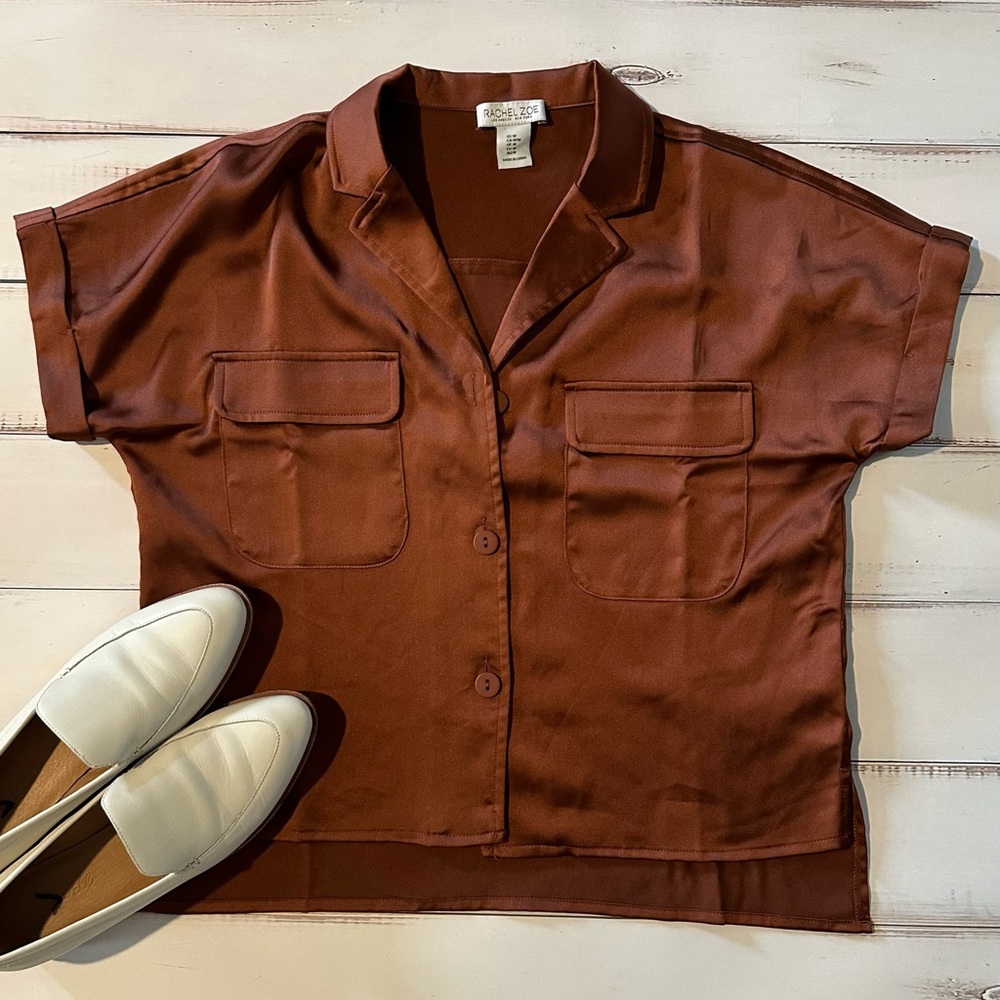 Rachel Zoe Satin Rust Shirt